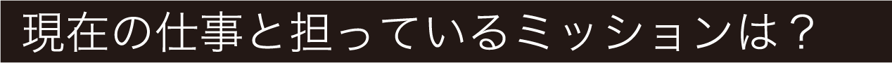 現在の仕事と担っているミッションは